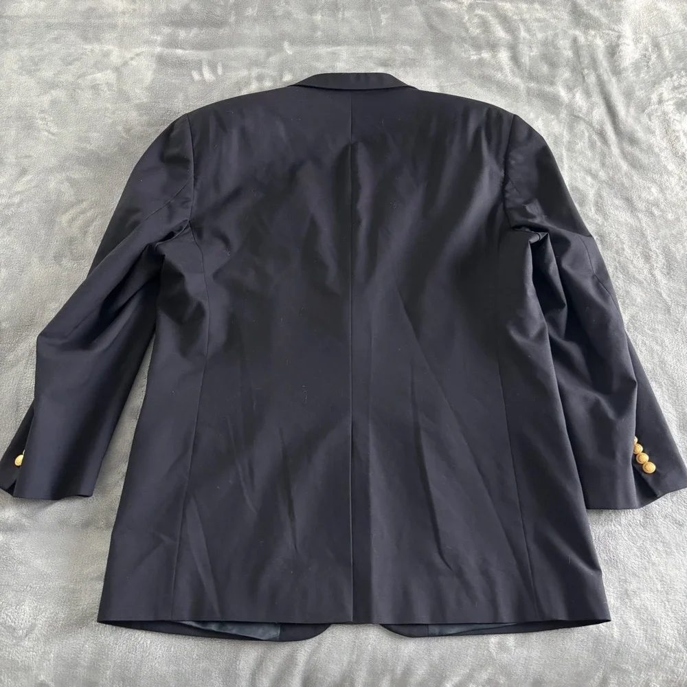 JoS A. Banks Mens 46L‎ Navy Wool Blazer Sport Jacket Gold Buttons Classic Fit